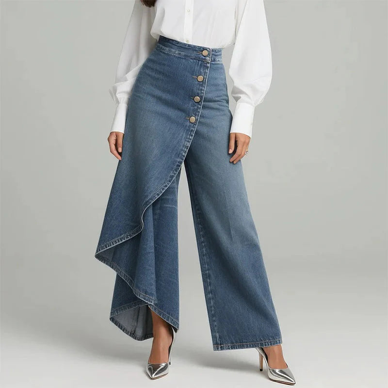 Falda Pantalón Vaquera | Corte Alto y Pierna Ancha
